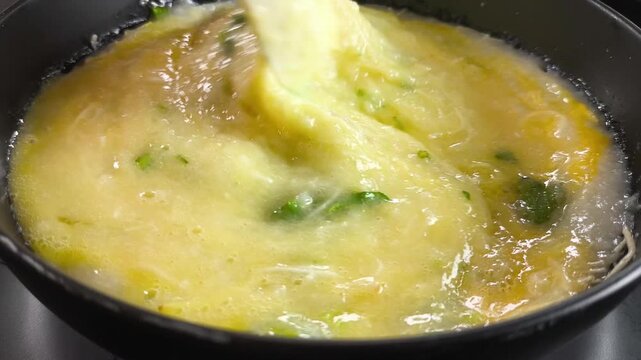 Closeup Pork congee with egg, ubdoor Chiangmai Thailand.