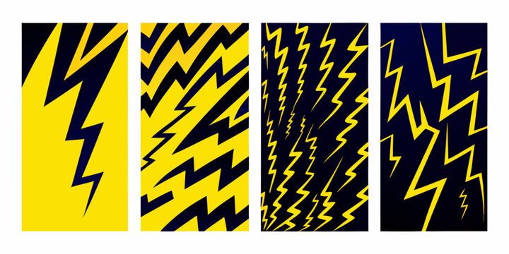 Lightning bolt pattern on yellow and dark backgrounds vector illustration