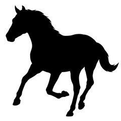 Obraz premium Black horse silhouette, running horse icon, equine vector, animal illustration isolated on White Background silhouette