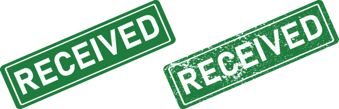 graphic resources of received stamp icons with green texture for document approval design