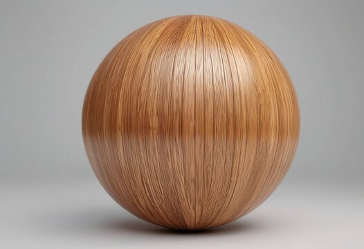 Wooden ball replicating natural wood texture and annual ring graphics