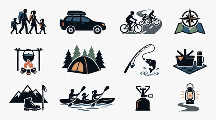 Obraz premium Outdoor Adventure Essentials Icons.