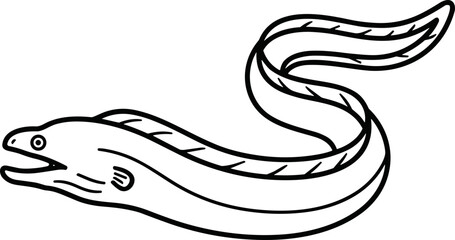 Sleek moray eel outline on black background © kai