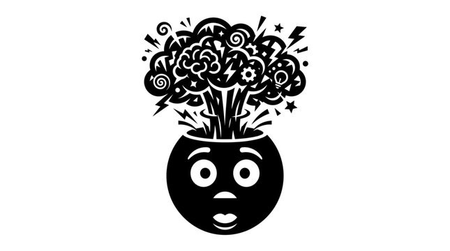 World Emoji Day, Emoji, Emoji silhouette, Creative Mind, Brainstorming Concept, Black Vector Icon, Silhouette Illustration, Mental Health Symbol isolated on White Background Emoji icon, Emoticon