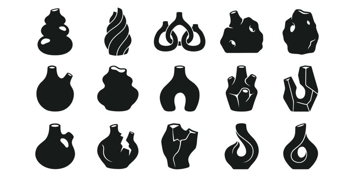 Black Silhouette Collection of Glass Bottles.