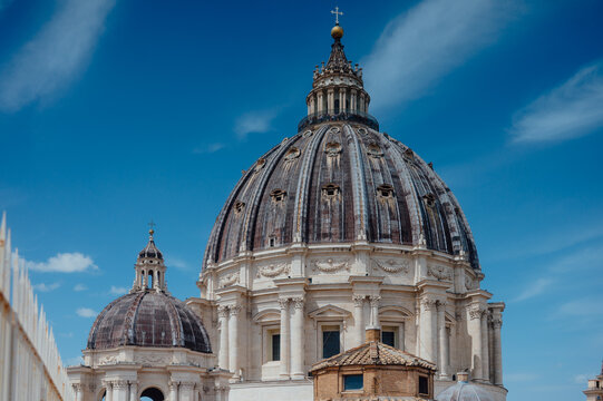 Close-up of the dome of St. Peter's Basilica in Vatican City