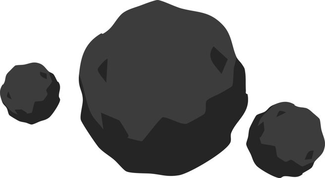 large circular dark meteor rock flanked by two companions
