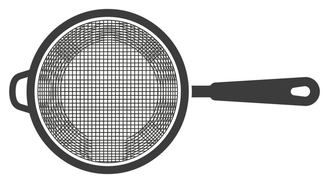 Strainer kitchen utensil with handle.