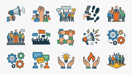 Fototapeta premium Team Motivation and Collaboration Icons.