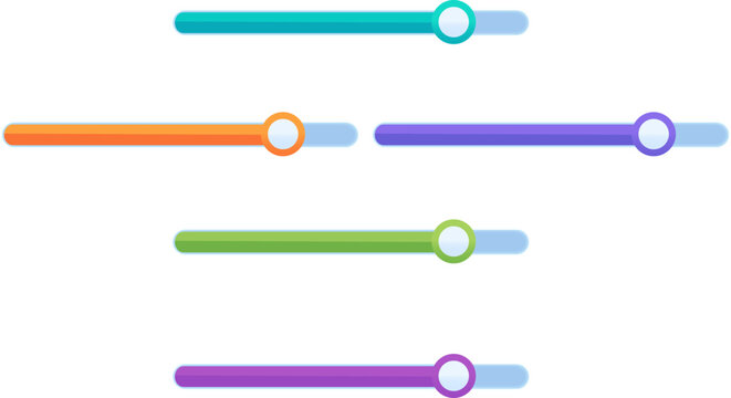 Colorful UI slider bars set, modern web progress bar vector elements