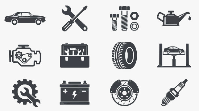 Automotive Maintenance Icons Set.