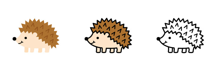 ハリネズミのイラストセット ポップでかわいい動物 © nyaramero