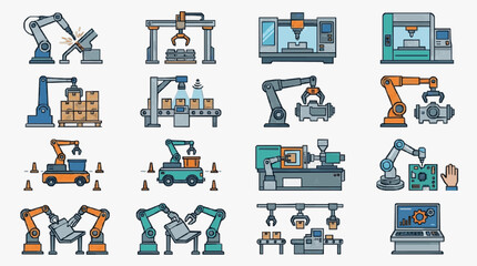 Fototapeta premium Industrial Machinery Lineup Illustration.