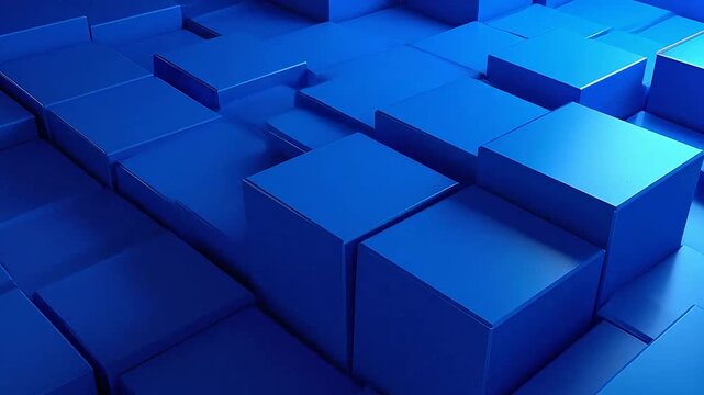 A collection of blue cubes arranged in a geometric pattern