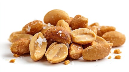 Fototapeta premium Roasted salted peanuts on white background
