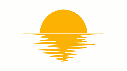 Minimalist yellow sun graphic with wavy water reflection icon © TRSTOCK