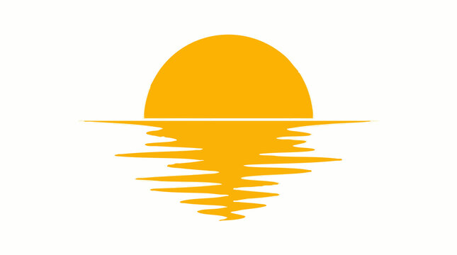 Minimalist yellow sun graphic with wavy water reflection icon