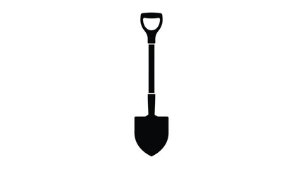 Black silhouette of a garden shovel on a white background silhouette © MdRakib