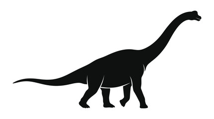 Brachiosaurus Dinosaur Silhouette In Black And White © lamia
