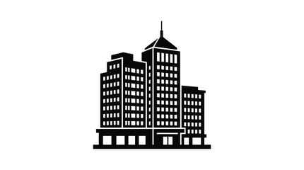 Fototapeta premium Skyscraper Silhouette Against White Background Modern Cityscape Design Silhouette