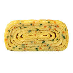 Fototapeta premium Rolled japanesestyle omelette with vegetables isolated on transparent background