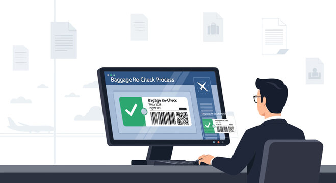 Digital Baggage Re-Check Process with QR Code Scan and Data Security
