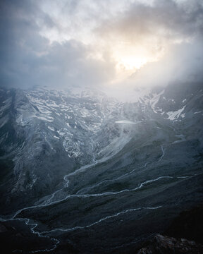 Panoramic View of Alpine Mountains