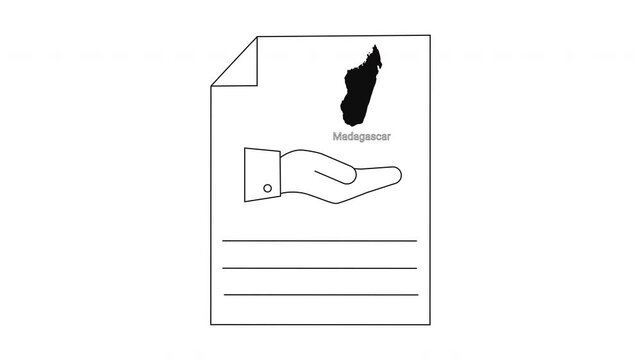 Madagascar Handshake Document Illustration with Lines for Text.