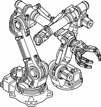 Industrial robotic arms at work.