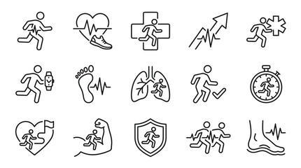 Fototapeta premium Medical Health Fitness Icons Set.