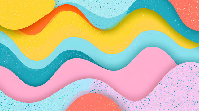Creative concept of abstract summer bright cover with wavy shapes in pastel colors. Modern design template in trendy geometric style for card or posterfor corporate identity, branding, social media.