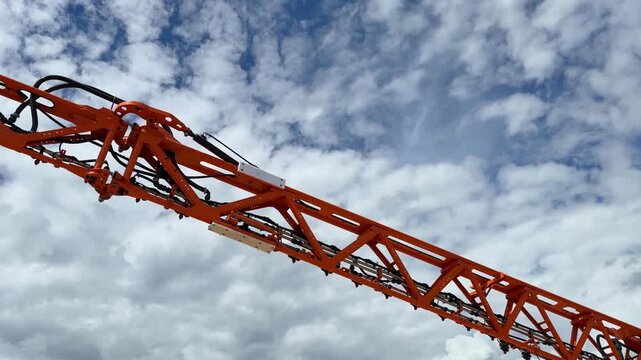 Close-up of a self-propelled sprayer for agricultural fields