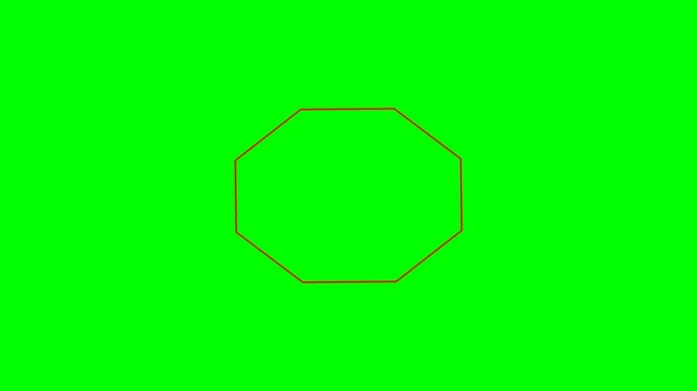 A simple brown octagon shape is centered on a bright green background.