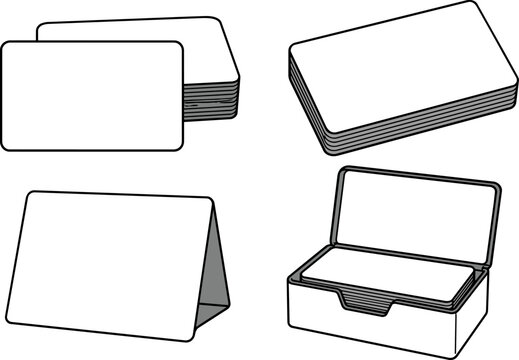 Business Documents Collection - Business Card Black and White Vector Illustration