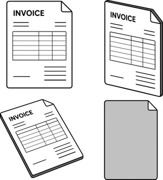 Business Documents Collection - Invoice Black and White Vector Illustration