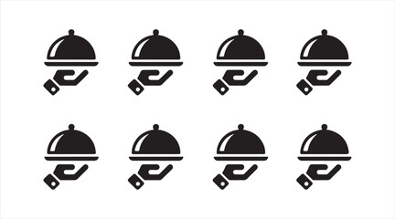 Fototapeta premium Minimal Black Serving Cloche and Food Cover Icon Collection for Restaurant and UI Design