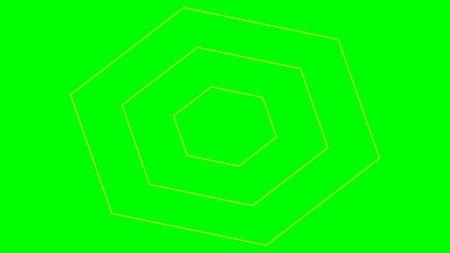 Concentric Hexagons on a Vibrant Green Background, Abstract Geometric Design.