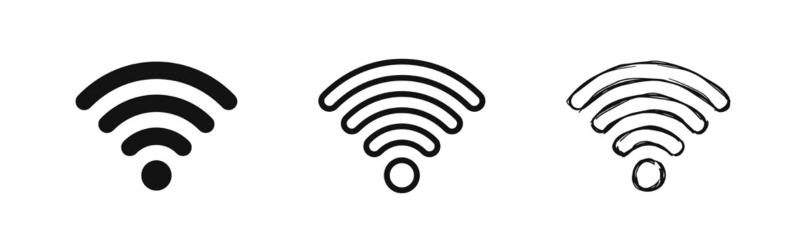 Wi-Fi signal icon set, wireless internet connection vector collection