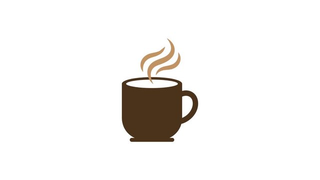 Coffee Mug Logo with Steam Appearing on a Clean White Background Ideal for Hot Beverage Branding