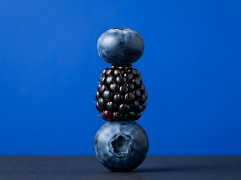 Stacked Fresh Blueberries and Blackberry Duo