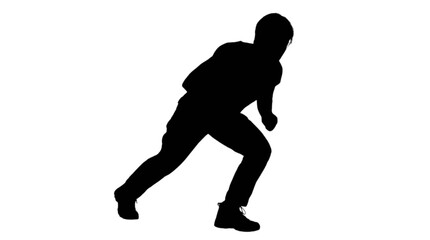 Silhouette of person bending down to tie shoe isolated on transparent background, Vector © MdSomun
