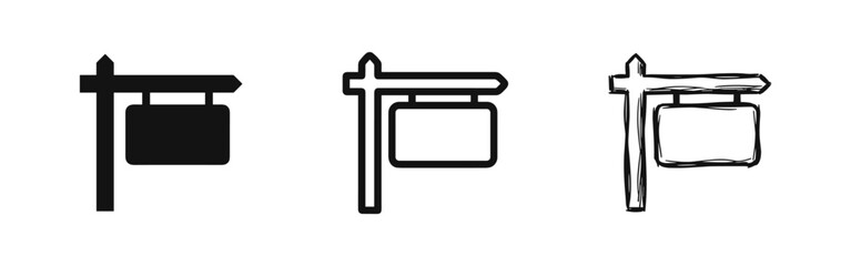 Real Estate Sign Post Icon Set, For Sale or Property Advertising Symbols © drawing lines