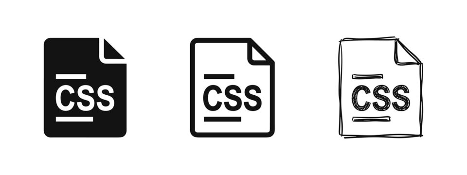 CSS File Document Icon Set, Web Development Symbols