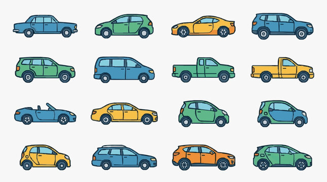 Colorful Cartoon Vehicles Collection.