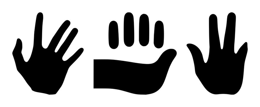 Hand set with solid black icon design digital representation featuring haptic feedback, gesture, human touch with tech and iconography