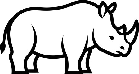 Simple Line Art Rhino Icon - Vector Animal Illustration © Sky