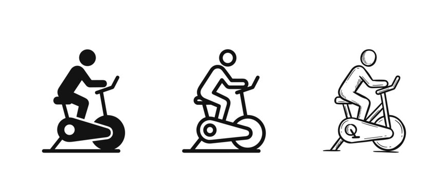 Indoor Cycling and Exercise Bike Icons Set