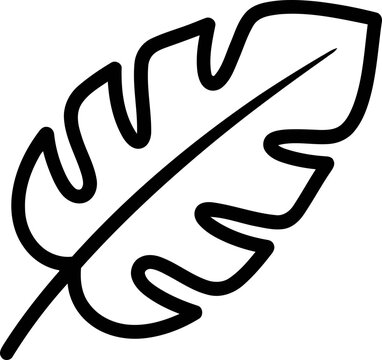 Monoline Tropical Leaf Outline Icon - Simple Vector Plant Element