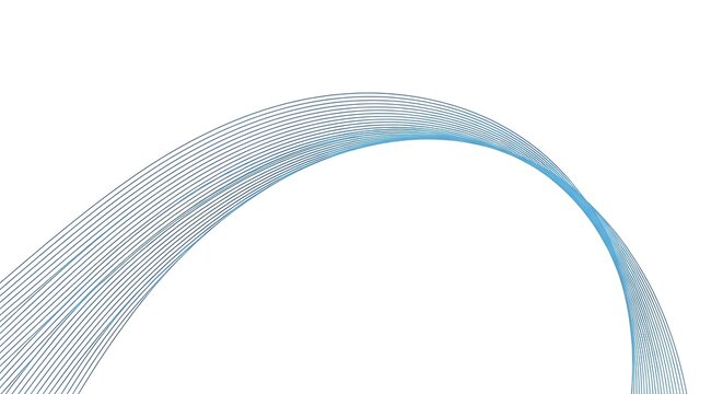 Blue curved lines forming an abstract wave pattern on white background