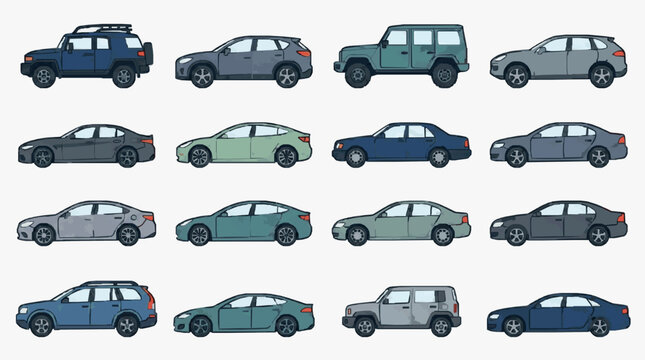 Modern Compact Sedan Cars Collection.